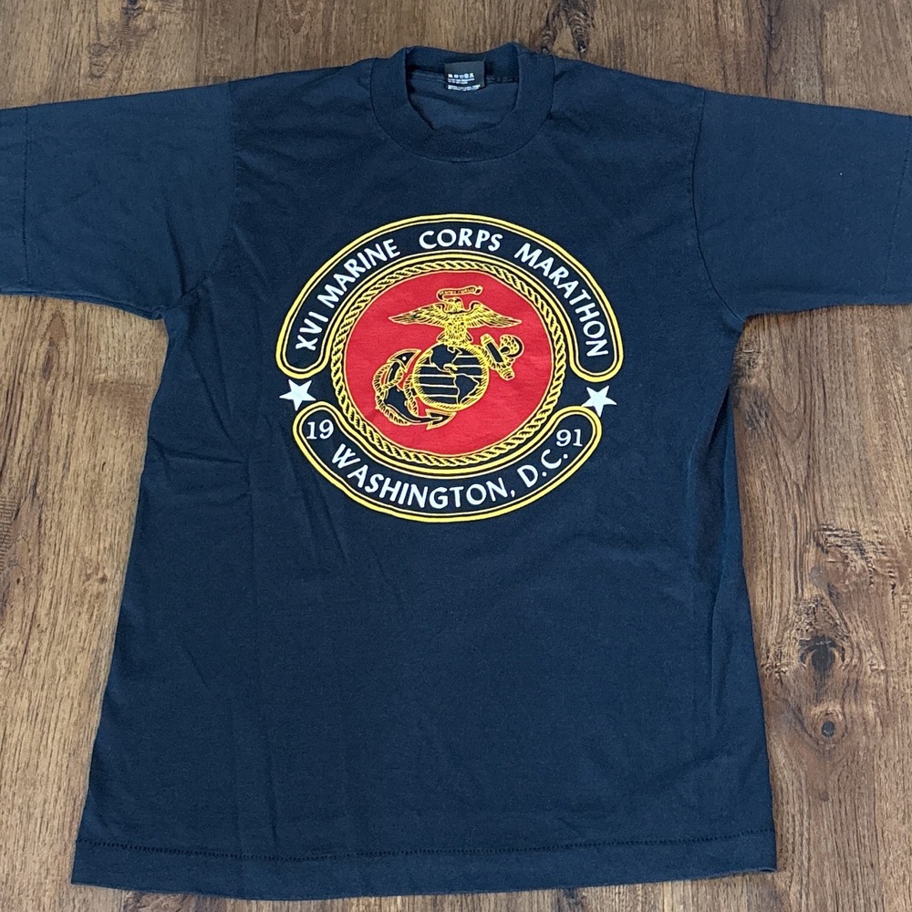 Vintage 1991 Marine‎ Corps Marathon Medium Running Race Shirt Single Stitch